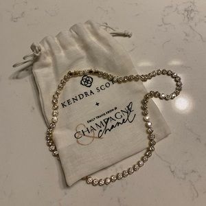 Kendra Scott Carmen Gold Tennis Necklace in White Crystal